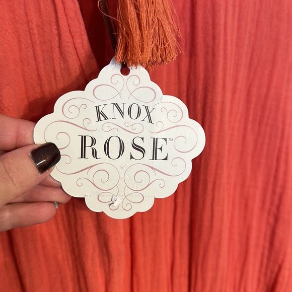 Knox Rose - Romper Shorts with front tie tassel & side pockets-Guava Jelly color - Picture 4 of 13